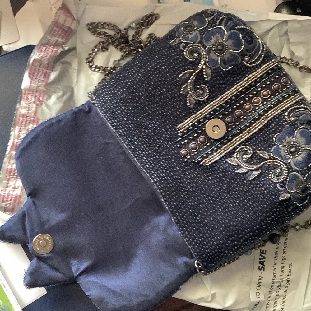 Mary Frances Blue and Silver Butterfly Crossbody Bag - Picture 3 of 3